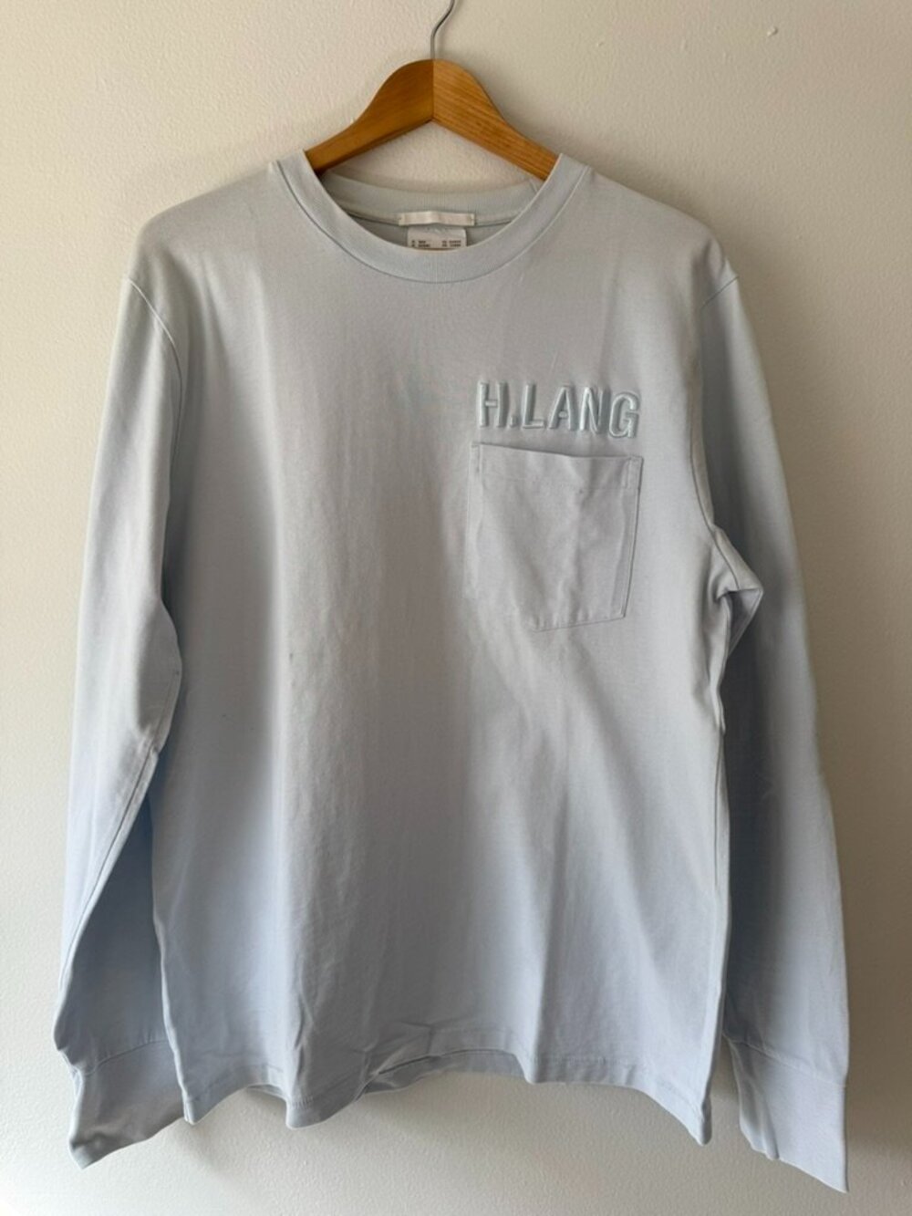 Helmut Lang Blue Long Sleeve Embroidered XL